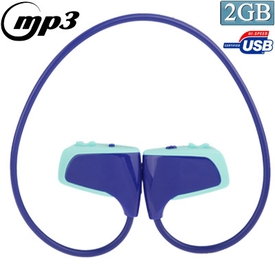 Sport MP3 Player Headset with 2GB Memory, Music Format: MP3 / WMA (Blue)